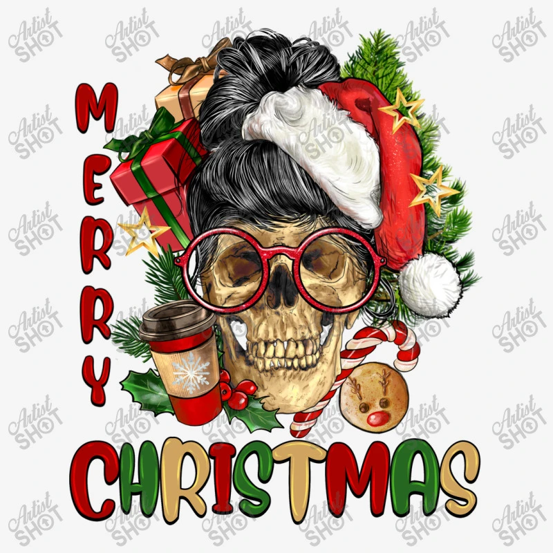 Merry Christmas Skeleton Messy Bun Adjustable Cap 5 Merry Christmas Skeleton Messy Bun Adjustable Cap - Image 3