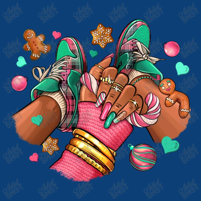 Pink Christmas Black Girl Sneakers Bucket Hat 4 Pink Christmas Black Girl Sneakers Bucket Hat - Image 2