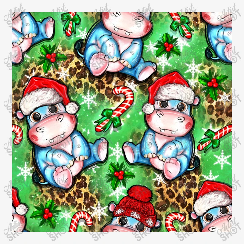 Christmas Cute Hippo Sitting Tote Bags 5 Christmas Cute Hippo Sitting Tote Bags - Image 3