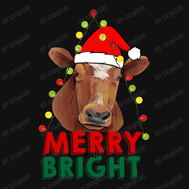 Merry And Bright Cow With Christmas Lights Tote Bags 5 Merry And Bright Cow With Christmas Lights Tote Bags - Image 3