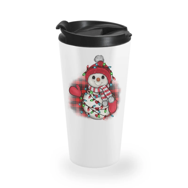 Christmas Snowman Lights Travel Mug 3 Christmas Snowman Lights Travel Mug