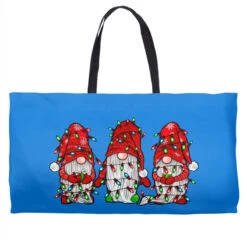 Gnome With Christmas Lights Weekender Totes