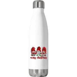 Merry Christmas Gnome With Christmas Lights Stainless Steel Water Bottle