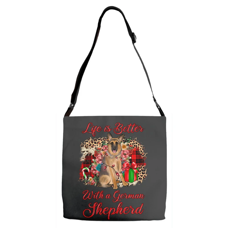 Christmas Life Is Better With A German Shepherd Adjustable Strap Totes 3 Christmas Life Is Better With A German Shepherd Adjustable Strap Totes