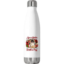 Christmas Life Is Better With A Pug Stainless Steel Water Bottle
