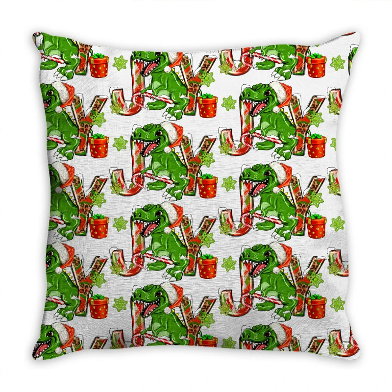 Joy Christmas T-Rex Throw Pillow 3 Joy Christmas T-Rex Throw Pillow