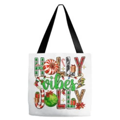 Holly Jolly Vibes With Christmas Candies Tote Bags