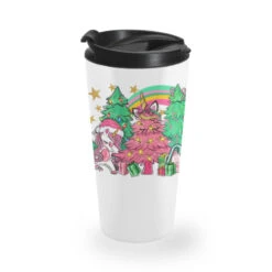 Unicorn Christmas Trees Travel Mug