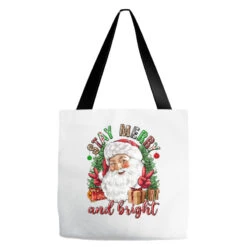 Stay Merry And Bright Christmas With Santa Tote Bags