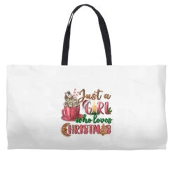 Pink Just A Girl Who Loves Christmas Weekender Totes