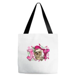 Pink Christmas Joy Skeleton Tote Bags