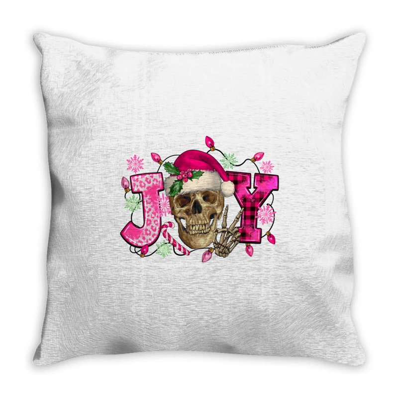 Pink Christmas Joy Skeleton Throw Pillow 3 Pink Christmas Joy Skeleton Throw Pillow