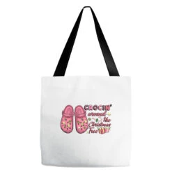 Pink Christmas Crocin' Around The Christmas Tree Tote Bags