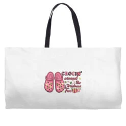 Pink Christmas Crocin' Around The Christmas Tree Weekender Totes