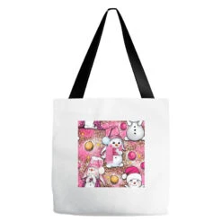 Pink Christmas Cute Snowman Tote Bags