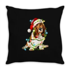 Christmas Basset Hound Dog Throw Pillow