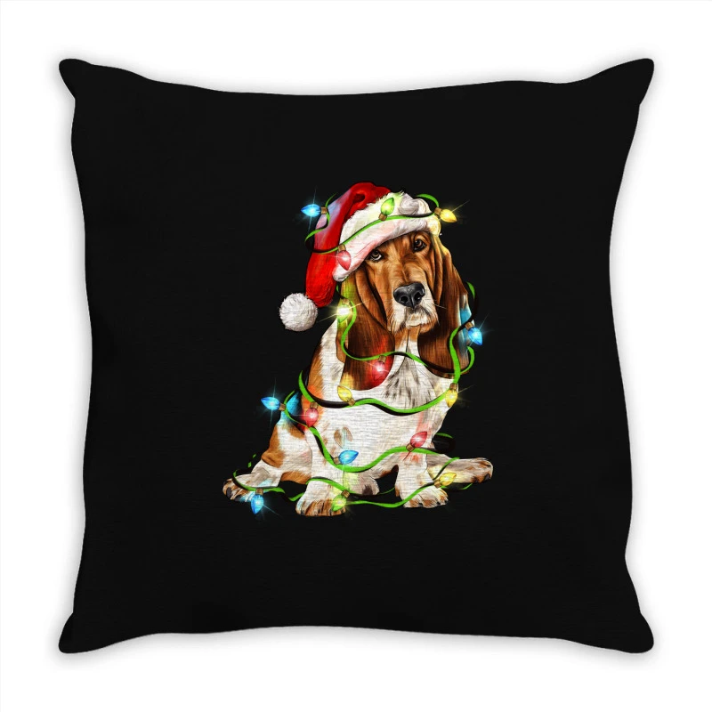 Christmas Basset Hound Dog Throw Pillow 3 Christmas Basset Hound Dog Throw Pillow