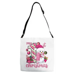 My 1st. Pink Christmas With Cute Snowman Adjustable Strap Totes