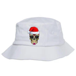 Christmas Sugar Skull Santa Merry Xmas Funny Holid Bucket Hat