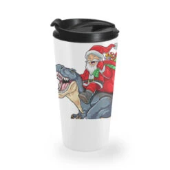 Christmas Dinosaur Santa Riding T Rex Merry Xmas B Travel Mug