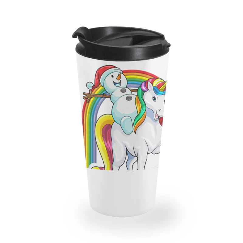 Christmas Snowman Riding Unicorn Xmas Magical Rain Travel Mug 3 Christmas Snowman Riding Unicorn Xmas Magical Rain Travel Mug