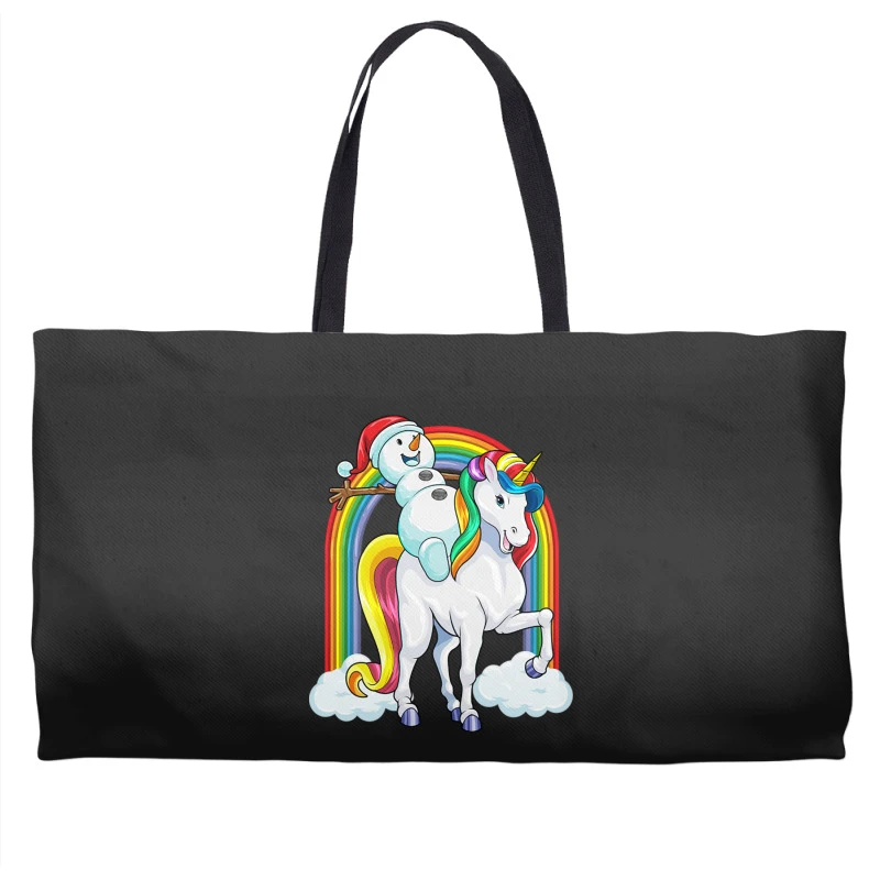 Christmas Snowman Riding Unicorn Xmas Magical Rain Weekender Totes 3 Christmas Snowman Riding Unicorn Xmas Magical Rain Weekender Totes