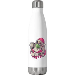 Christmas 2020 Santa Wearing Mask Funny Xmas Costu Stainless Steel Water Bottle