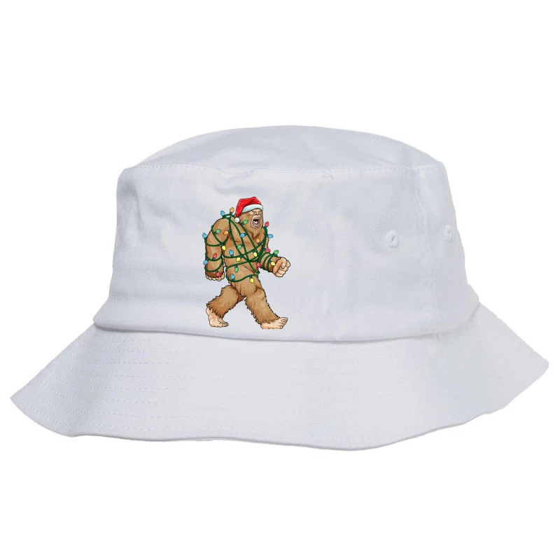 Bigfoot Santa Christmas Tree Lights Xmas Sasquatch Bucket Hat 3 Bigfoot Santa Christmas Tree Lights Xmas Sasquatch Bucket Hat