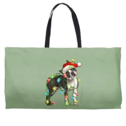 Christmas Boston Terrier Weekender Totes