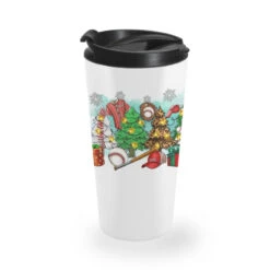Christmas Trees With Baseball Travel Mug