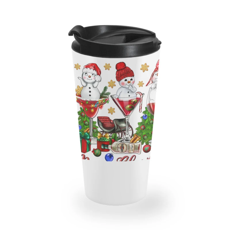 Merry Christmas Wine And Cocktails Travel Mug 3 Merry Christmas Wine And Cocktails Travel Mug