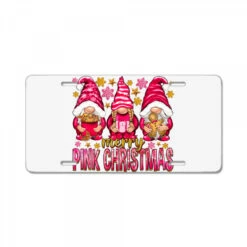 Merry Pink Christmas Gnomes License Plate