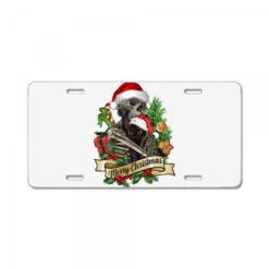 Merry Christmas Skeleton With Black Cat License Plate