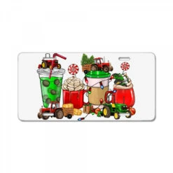 Christmas Tractor Coffee Cup License Plate