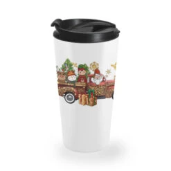 Christmas Truck Elf Santa Snowman Reindeer Travel Mug