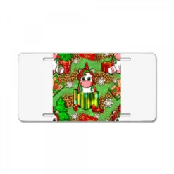 Christmas Unicorn And Gift Box License Plate