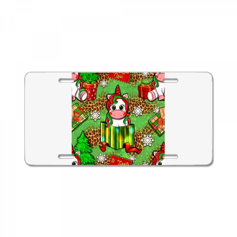 Christmas Unicorn And Gift Box License Plate 3 Christmas Unicorn And Gift Box License Plate