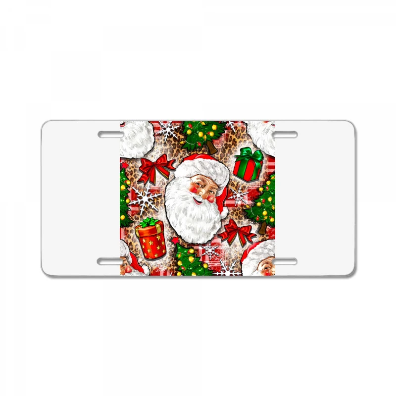 Christmas Santa Claus And Gift Box License Plate 3 Christmas Santa Claus And Gift Box License Plate