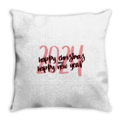 Happy Christmas And Happy New Year 2024 Throw Pillow