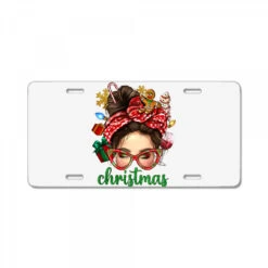 Christmas Messy Bun With Gingerbread Man License Plate