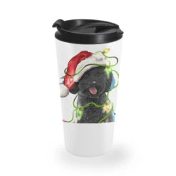 Christmas Black Poodles Dog Travel Mug