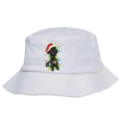 Christmas Black Poodles Dog Bucket Hat