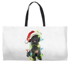 Christmas Black Poodles Dog Weekender Totes
