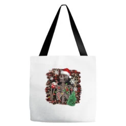 Skeleton With Coffee Cup Christmas Tote Bags