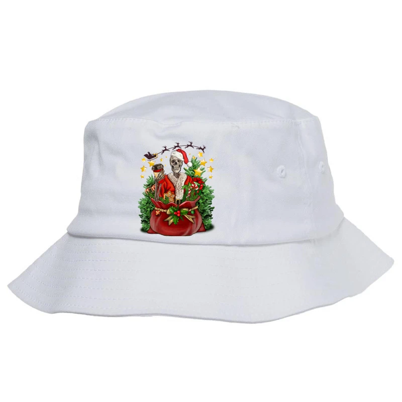 Santa Skeleton Christmas Bucket Hat 3 Santa Skeleton Christmas Bucket Hat