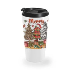 Merry Christmas With Western Trees Travel Mug