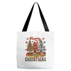 Merry Christmas With Western Trees Tote Bags