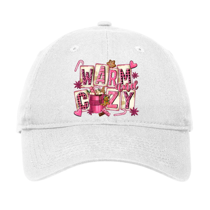 Pink Christmas Warm And Cozy With Hot Chocolate Adjustable Cap 3 Pink Christmas Warm And Cozy With Hot Chocolate Adjustable Cap