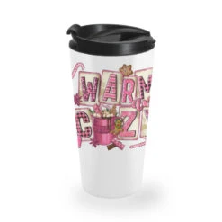 Pink Christmas Warm And Cozy With Hot Chocolate Travel Mug