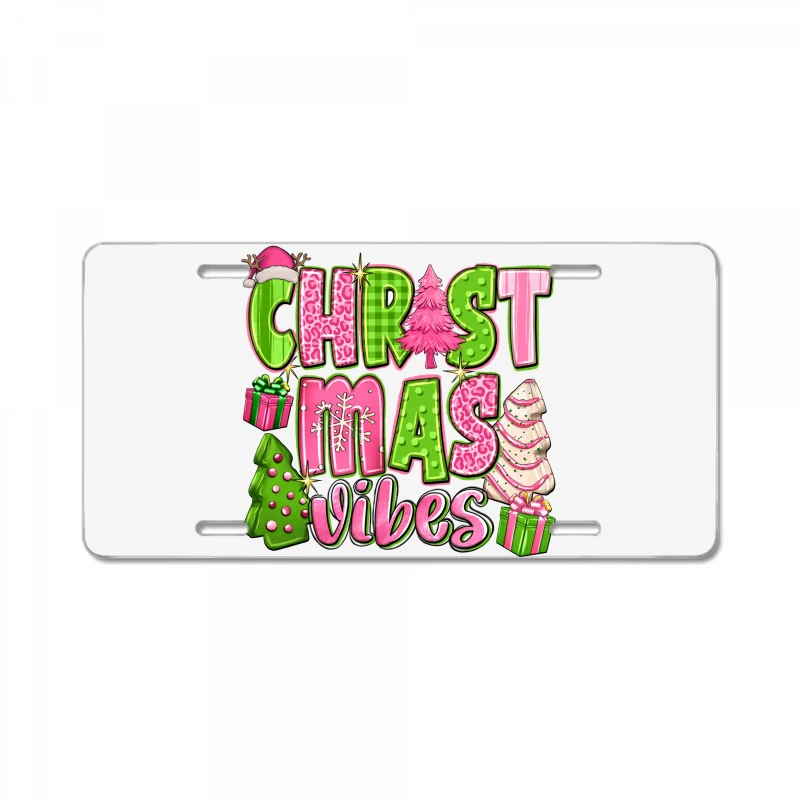 Pink Merry Christmas Trees License Plate 3 Pink Merry Christmas Trees License Plate
